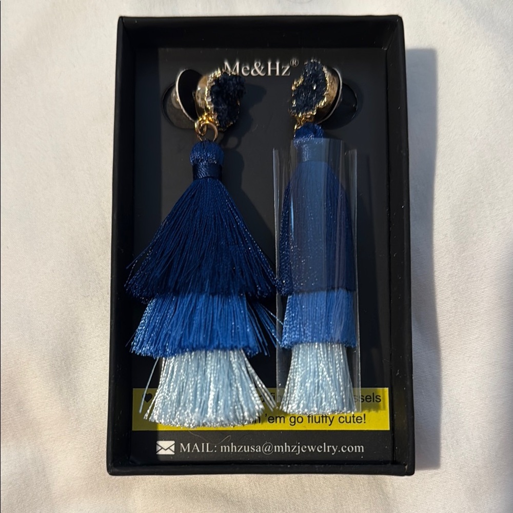 Blue Ombre Tassel Earrings